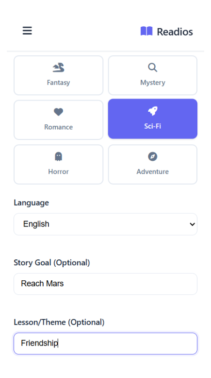 Readov App Interface